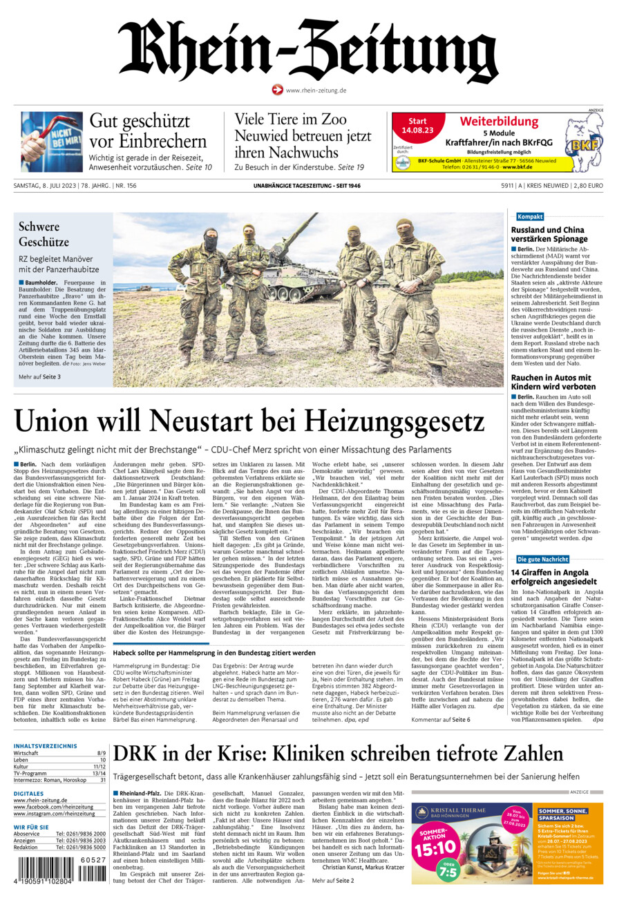 Rhein-Zeitung Kreis Neuwied vom Samstag, 08.07.2023