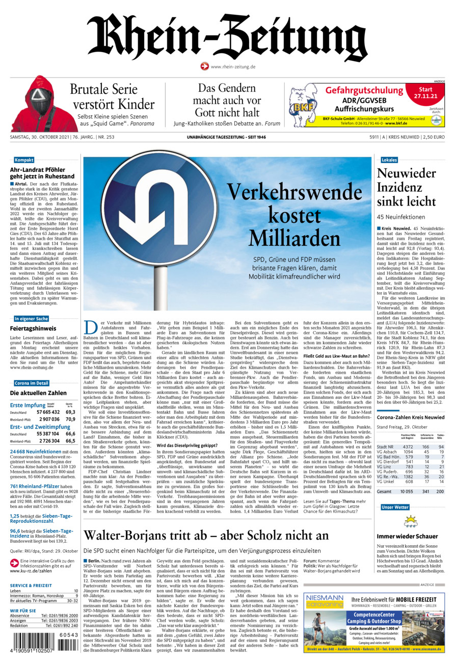 Rhein-Zeitung Kreis Neuwied vom Samstag, 30.10.2021