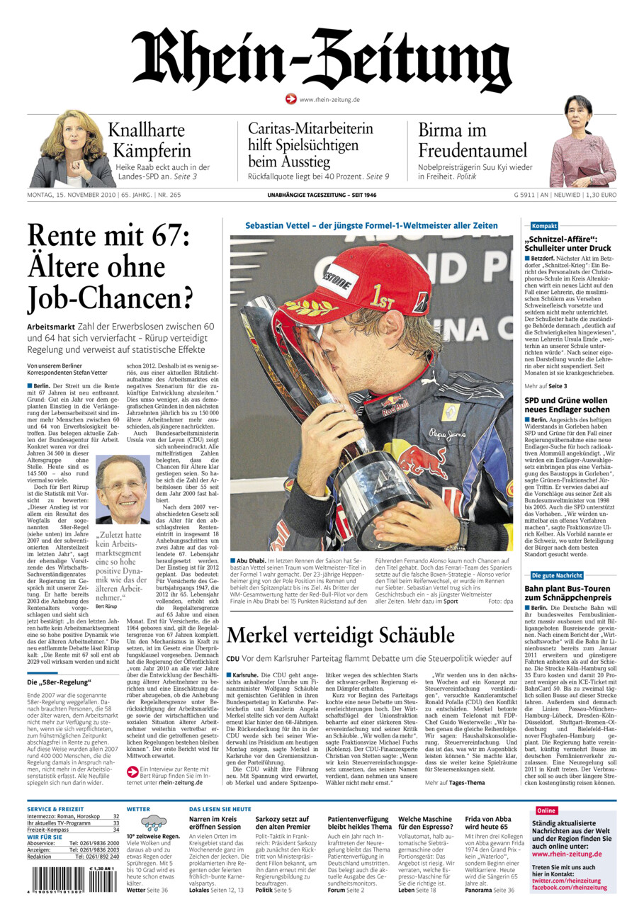 Rhein-Zeitung Kreis Neuwied vom Montag, 15.11.2010