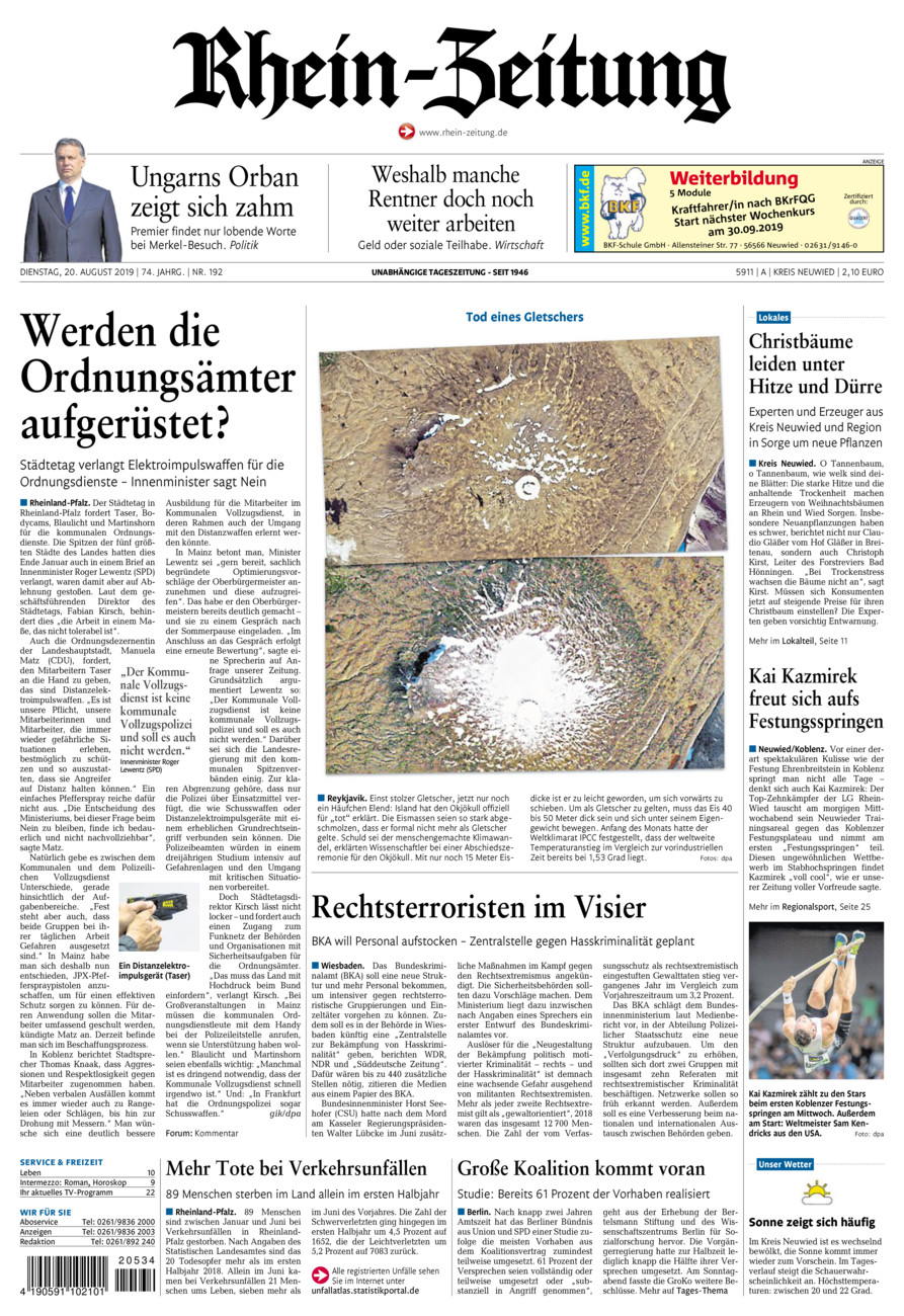 Rhein-Zeitung Kreis Neuwied vom Dienstag, 20.08.2019