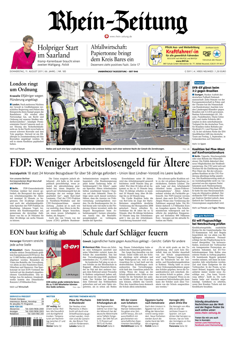 Rhein-Zeitung Kreis Neuwied vom Donnerstag, 11.08.2011