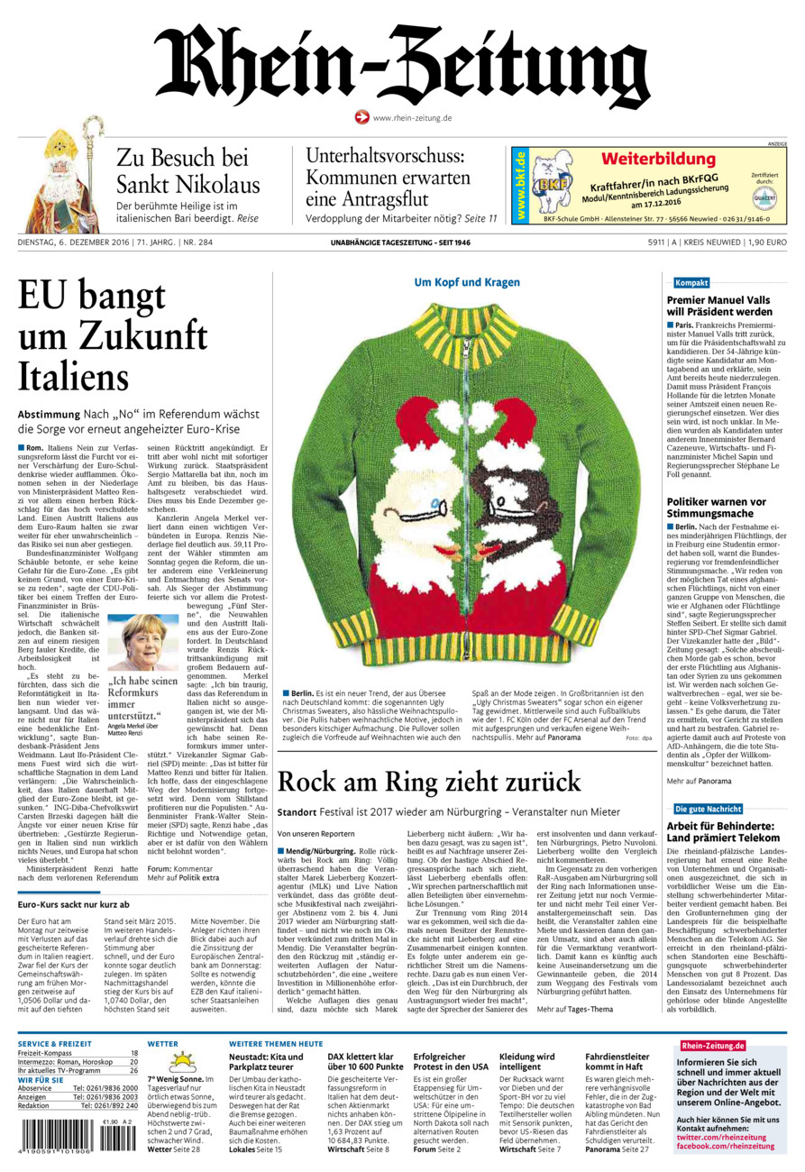 Rhein-Zeitung Kreis Neuwied vom Dienstag, 06.12.2016