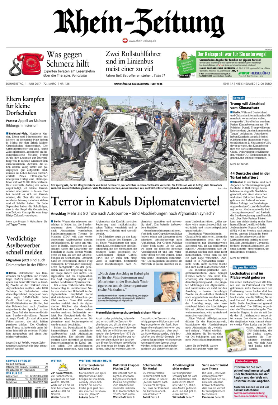 Rhein-Zeitung Kreis Neuwied vom Donnerstag, 01.06.2017