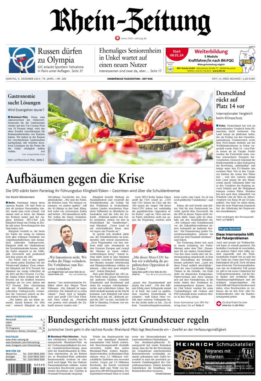 Rhein-Zeitung Kreis Neuwied vom Samstag, 09.12.2023