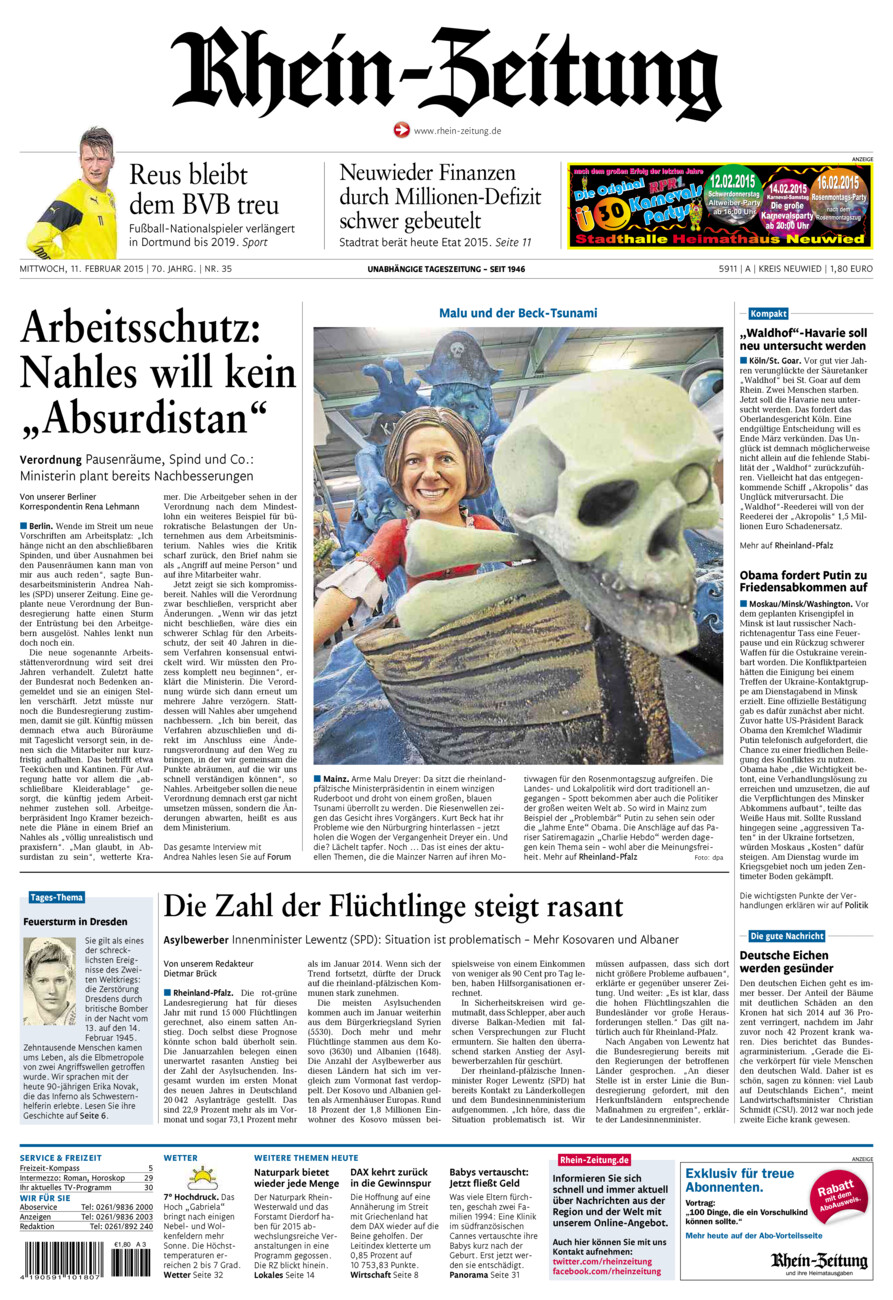 Rhein-Zeitung Kreis Neuwied vom Mittwoch, 11.02.2015