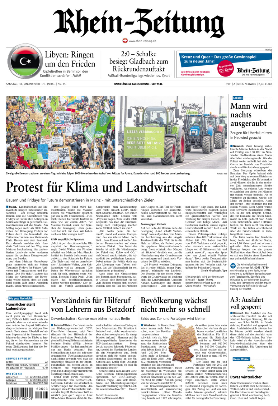 Rhein-Zeitung Kreis Neuwied vom Samstag, 18.01.2020