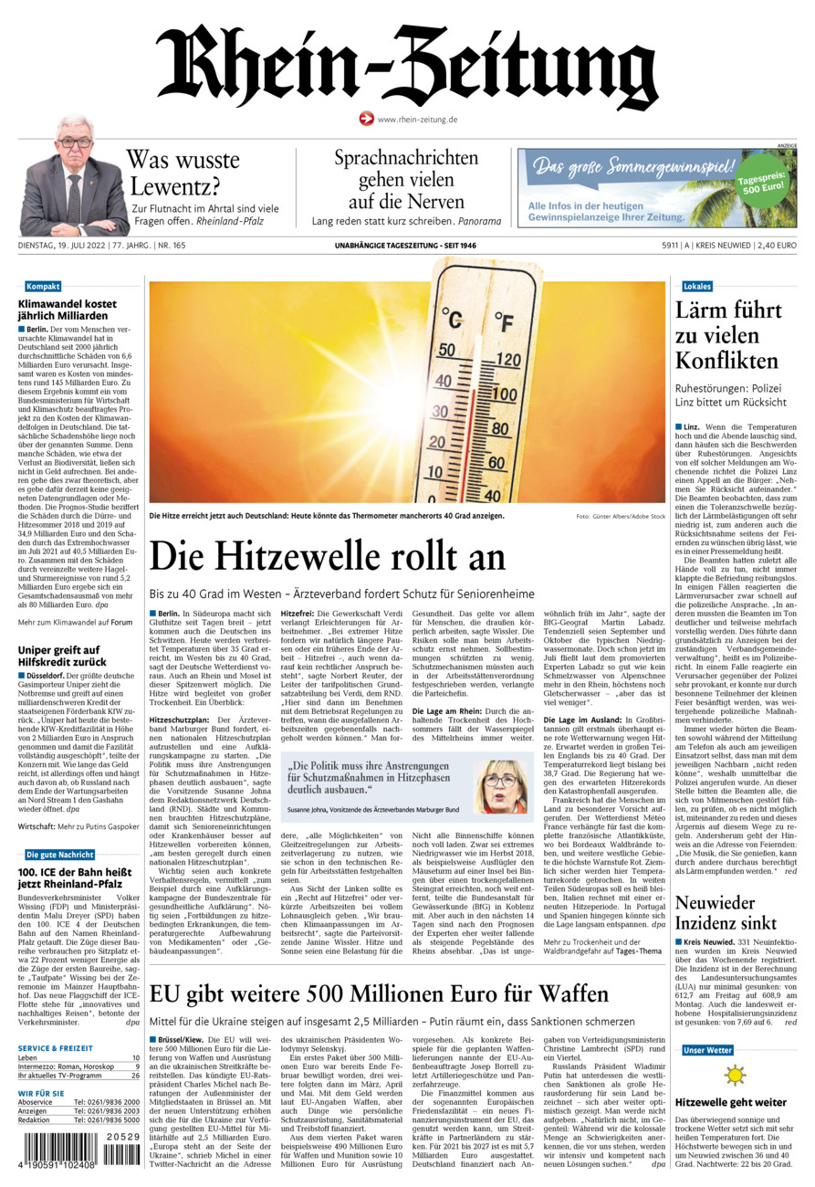 Rhein-Zeitung Kreis Neuwied vom Dienstag, 19.07.2022