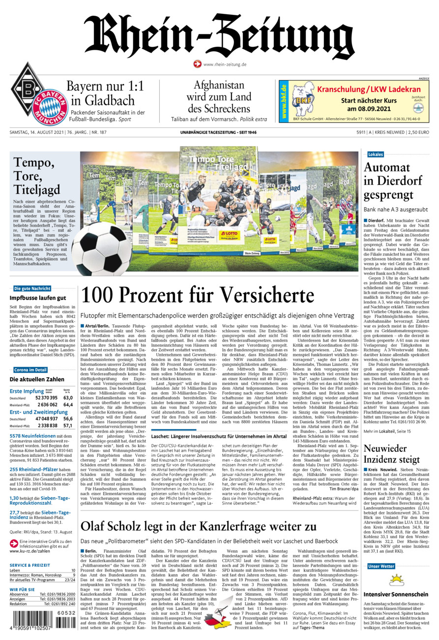 Rhein-Zeitung Kreis Neuwied vom Samstag, 14.08.2021