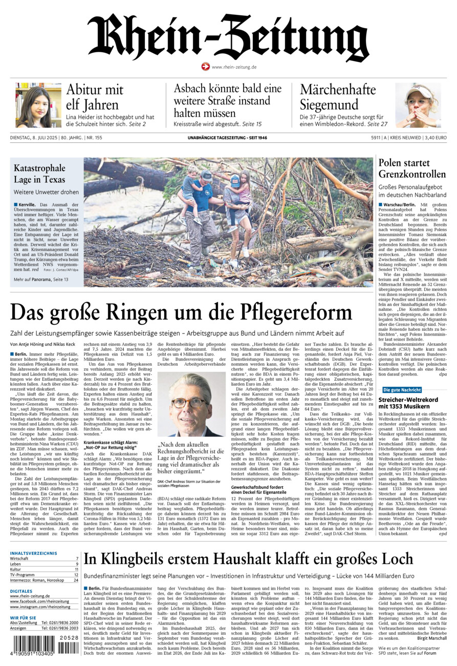 Rhein-Zeitung Kreis Neuwied vom Dienstag, 08.07.2025