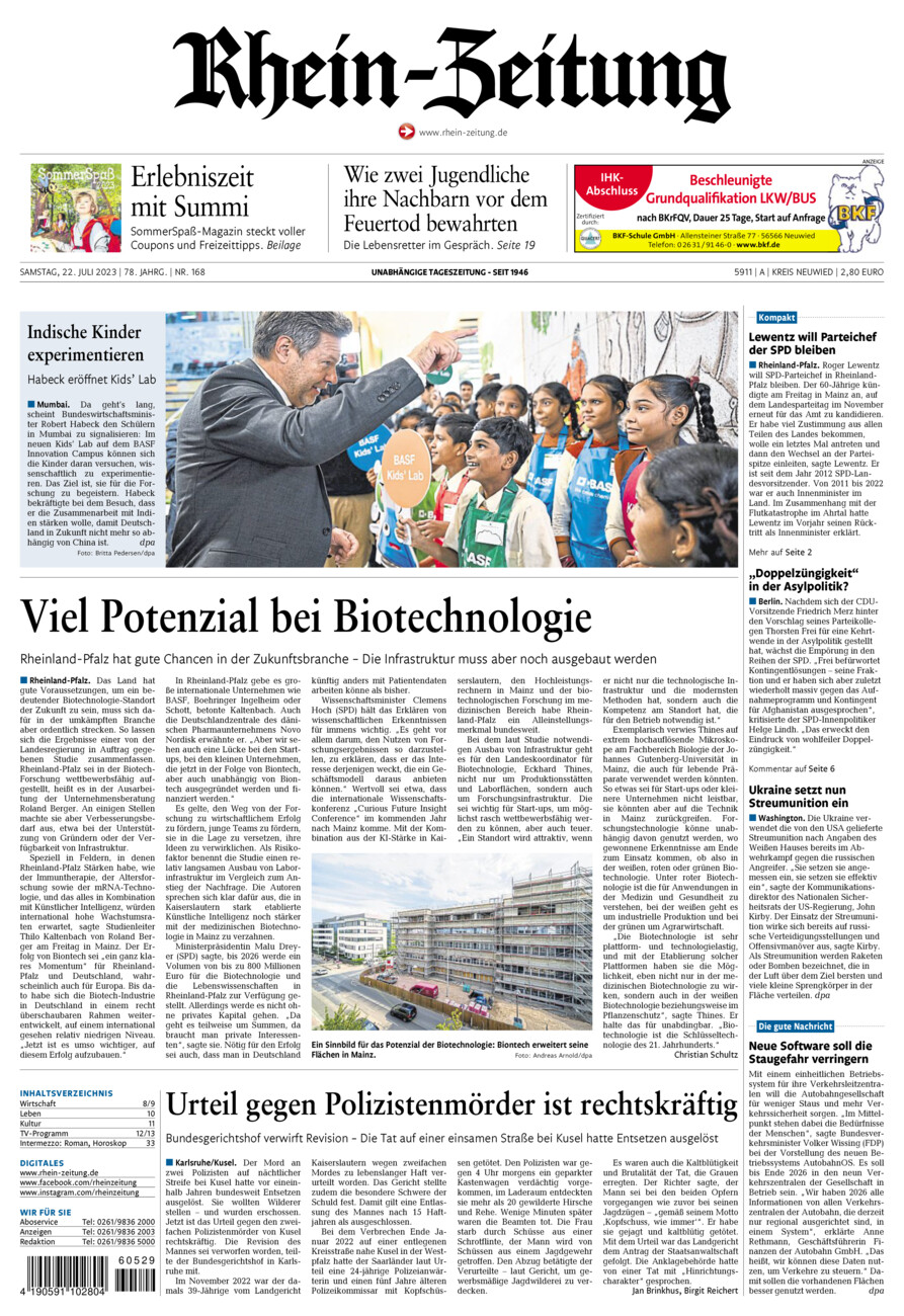 Rhein-Zeitung Kreis Neuwied vom Samstag, 22.07.2023