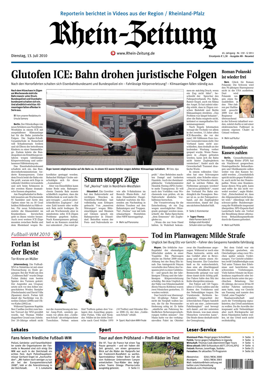 Rhein-Zeitung Kreis Neuwied vom Dienstag, 13.07.2010