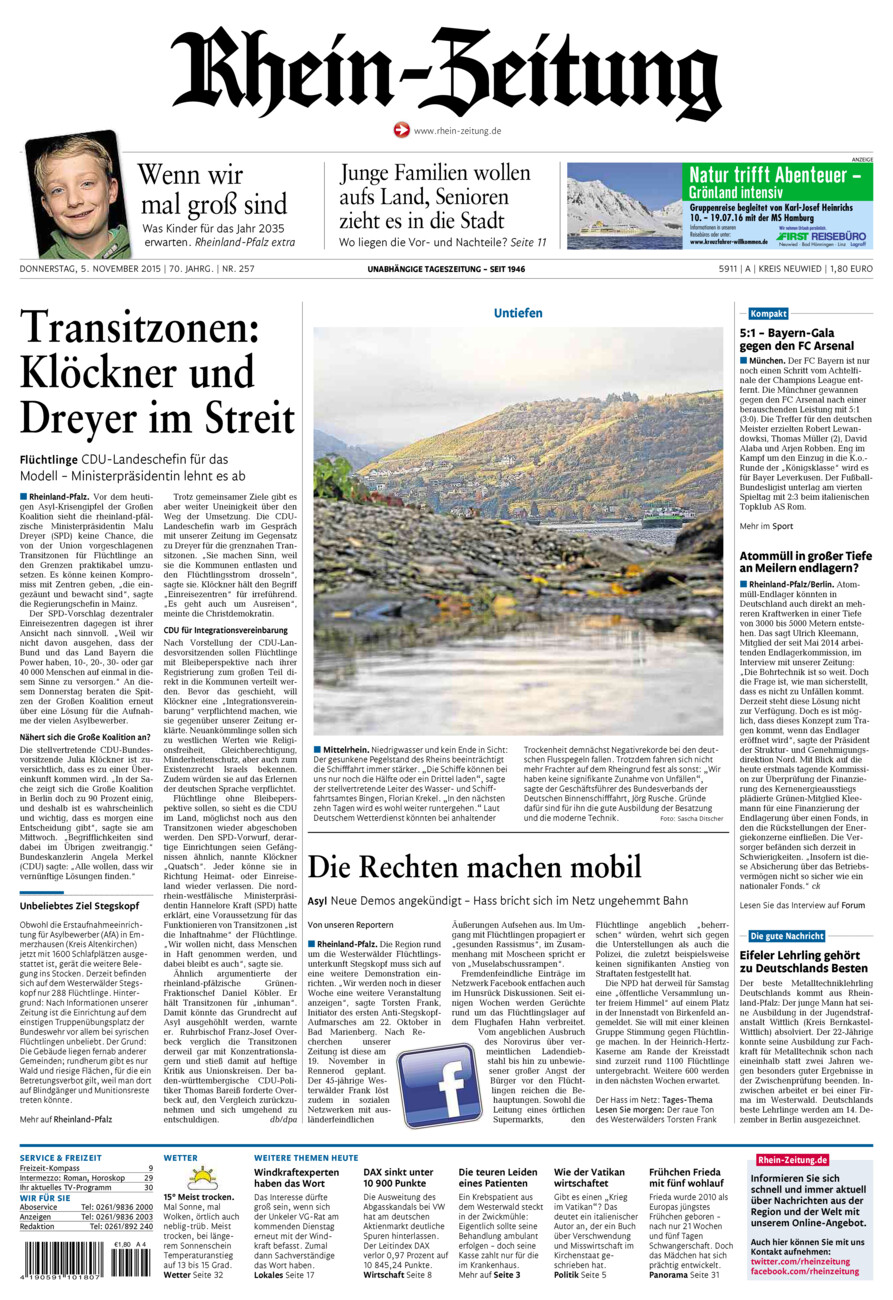 Rhein-Zeitung Kreis Neuwied vom Donnerstag, 05.11.2015