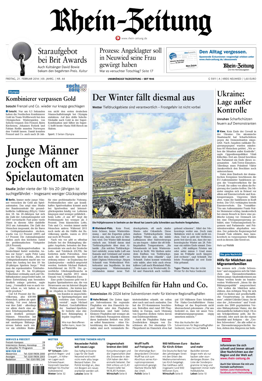 Rhein-Zeitung Kreis Neuwied vom Freitag, 21.02.2014