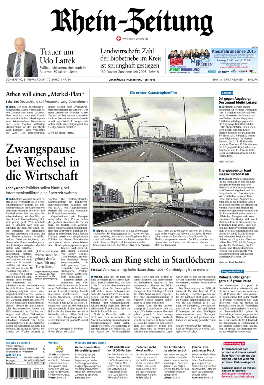 Rhein-Zeitung Kreis Neuwied vom Donnerstag, 05.02.2015