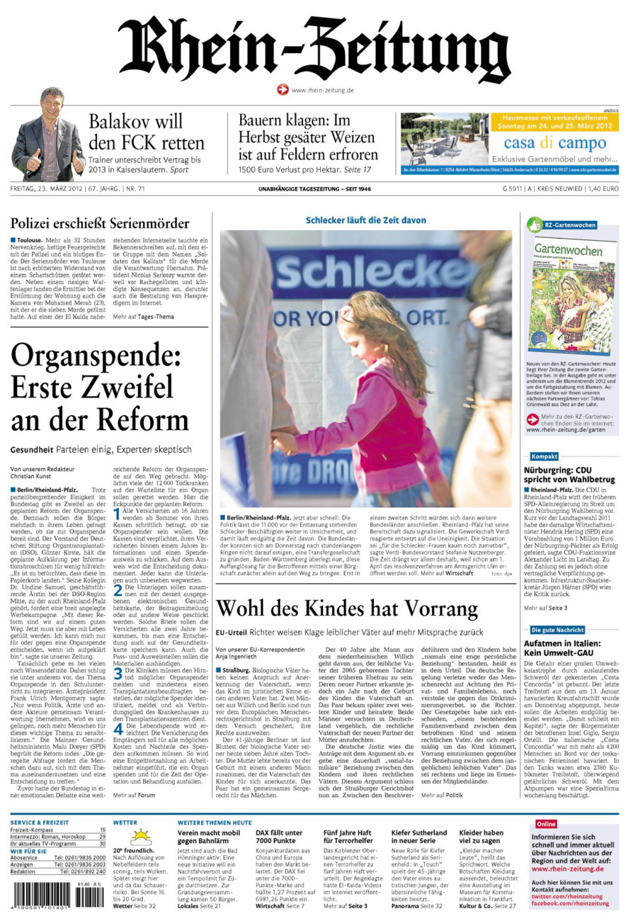 Rhein-Zeitung Kreis Neuwied vom Freitag, 23.03.2012