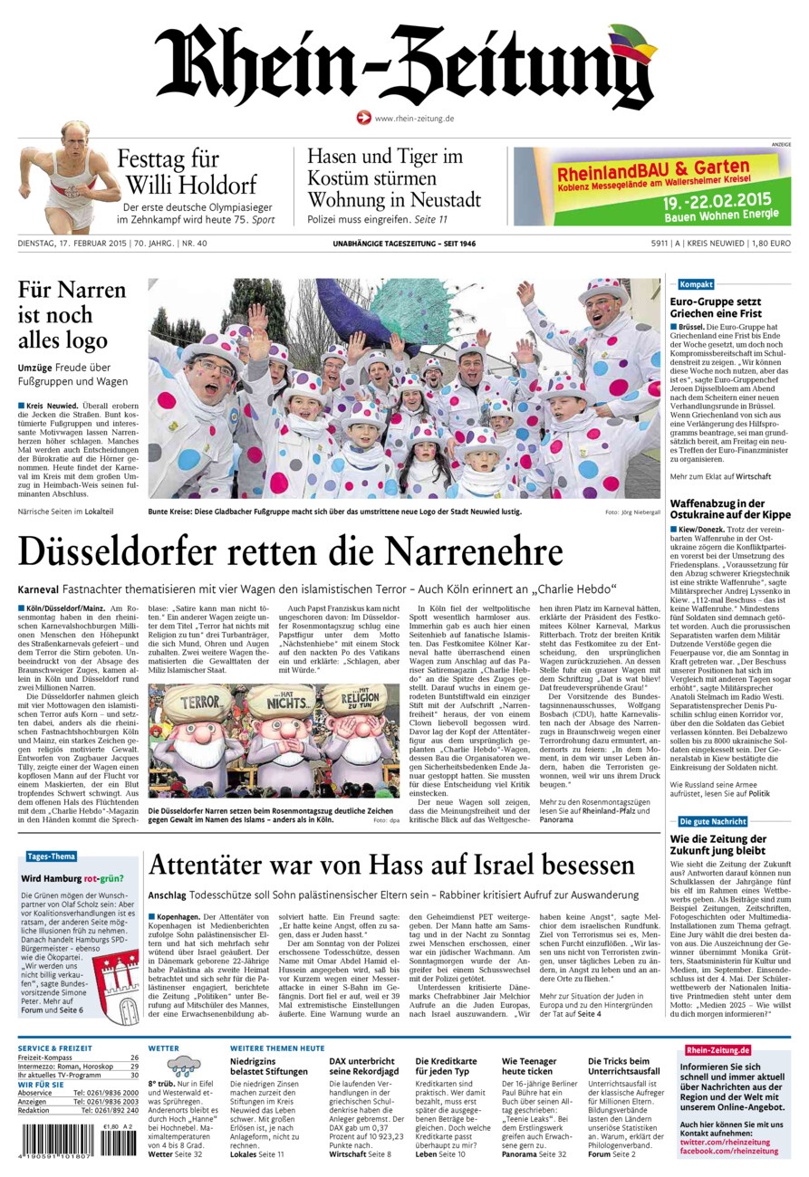 Rhein-Zeitung Kreis Neuwied vom Dienstag, 17.02.2015