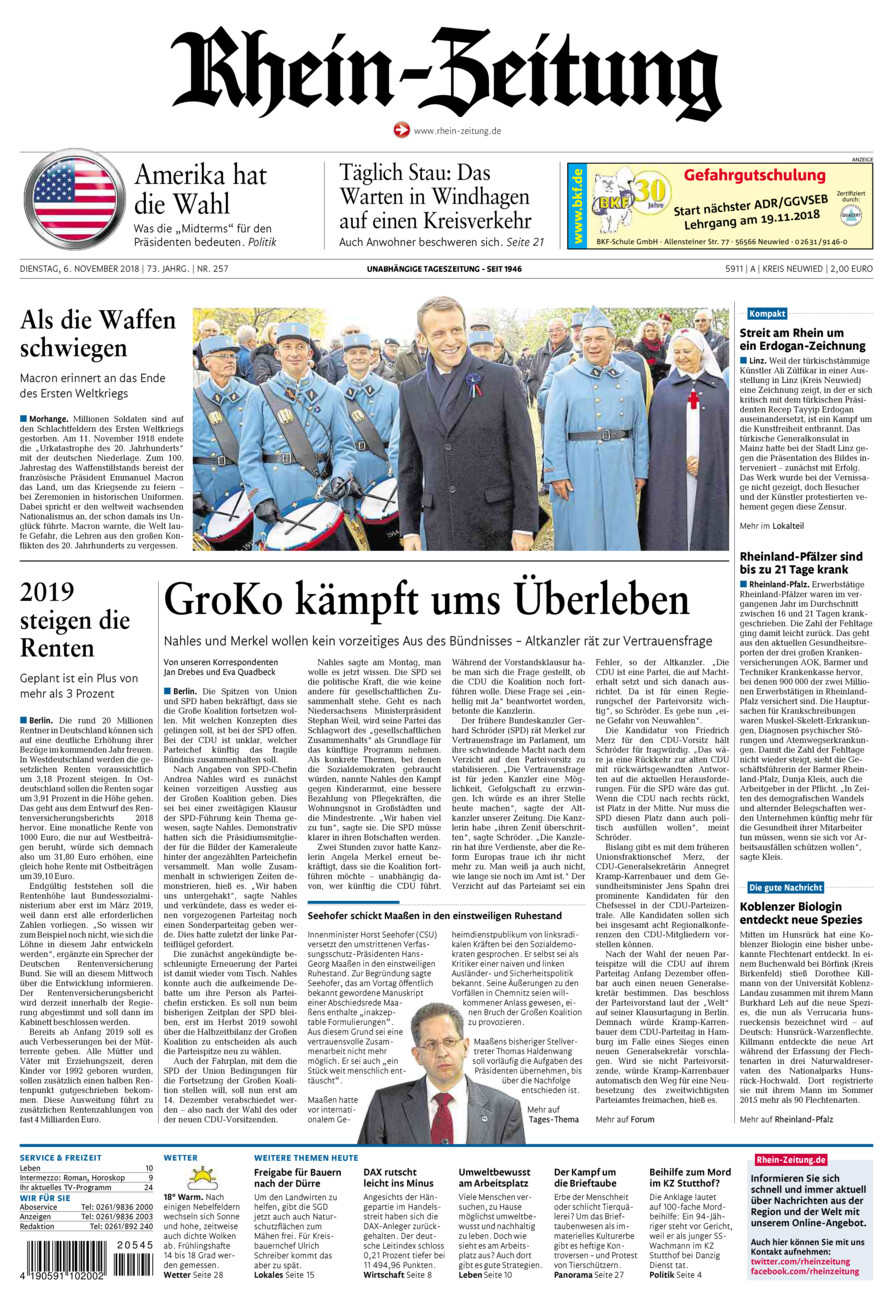 Rhein-Zeitung Kreis Neuwied vom Dienstag, 06.11.2018