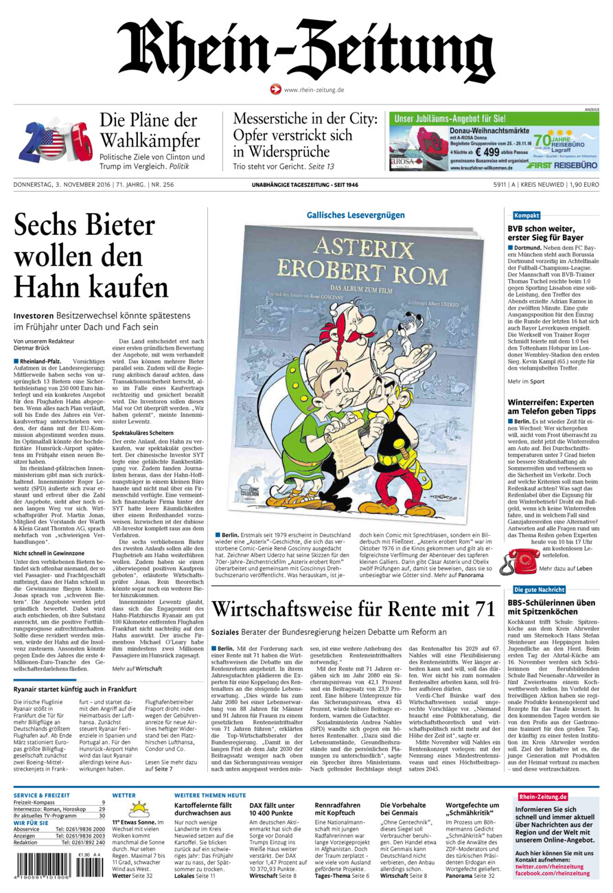 Rhein-Zeitung Kreis Neuwied vom Donnerstag, 03.11.2016