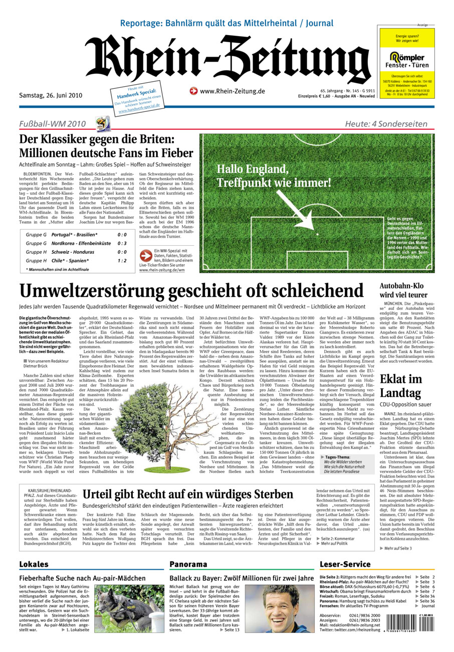 Rhein-Zeitung Kreis Neuwied vom Samstag, 26.06.2010