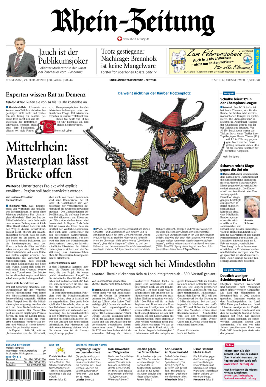 Rhein-Zeitung Kreis Neuwied vom Donnerstag, 21.02.2013