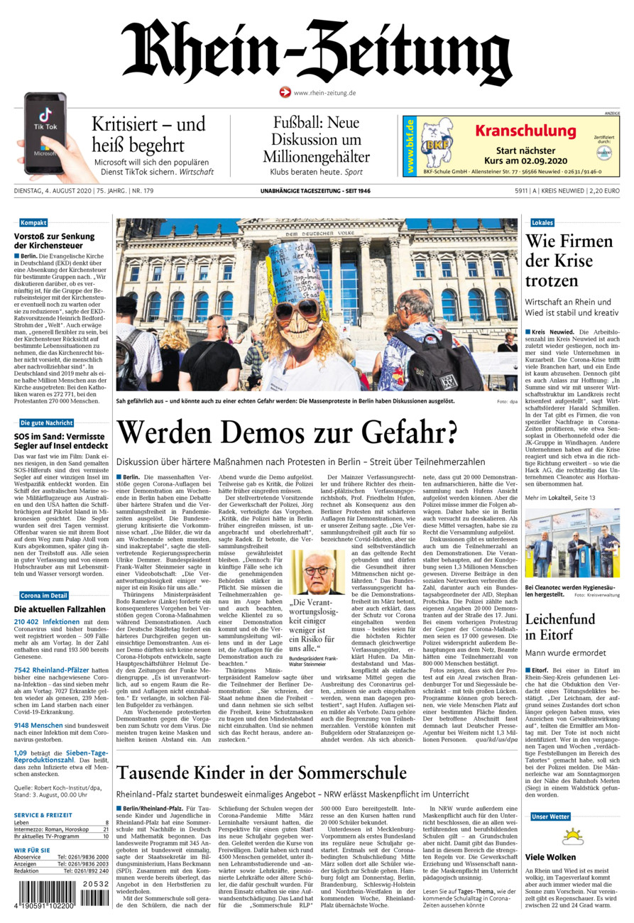 Rhein-Zeitung Kreis Neuwied vom Dienstag, 04.08.2020