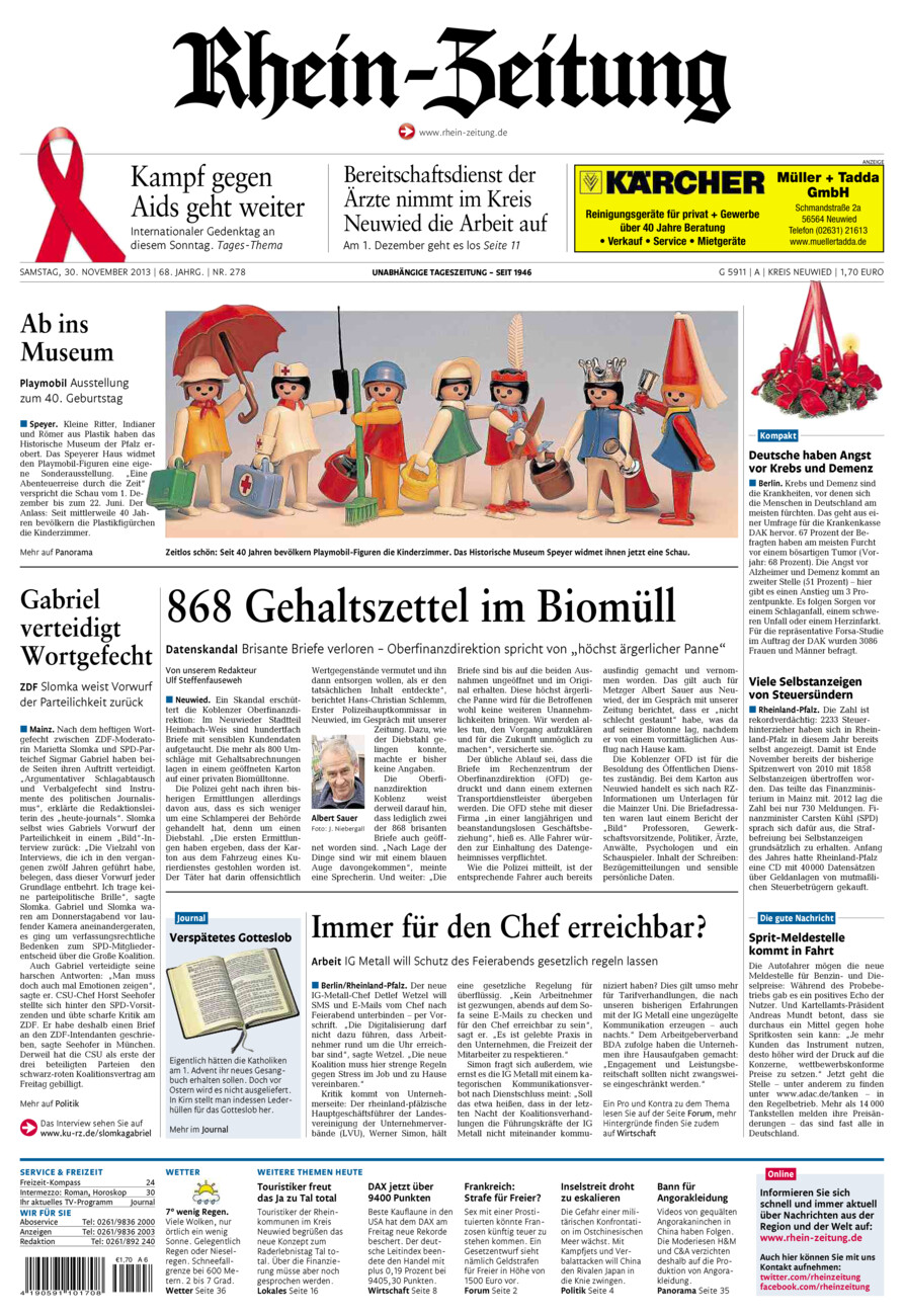 Rhein-Zeitung Kreis Neuwied vom Samstag, 30.11.2013
