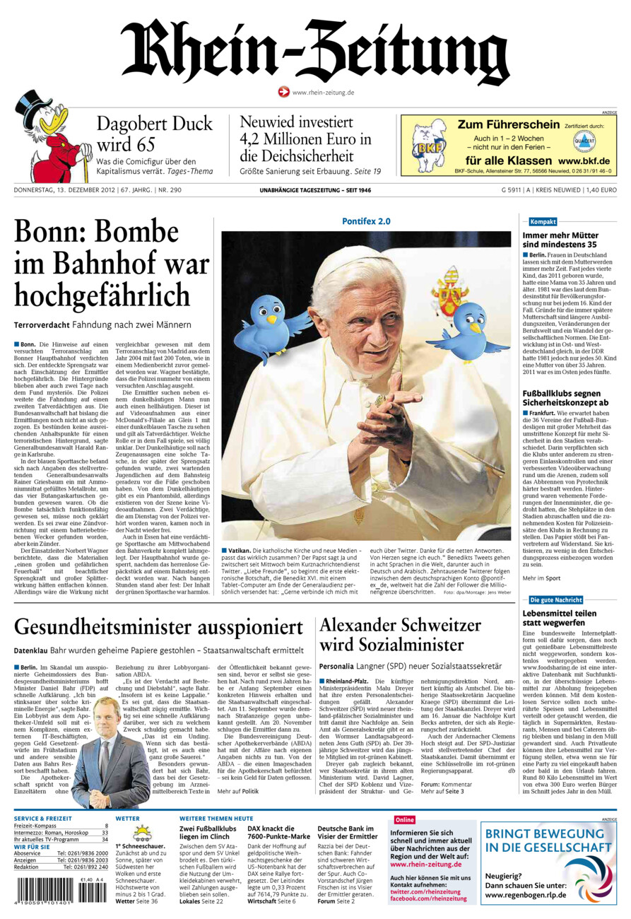 Rhein-Zeitung Kreis Neuwied vom Donnerstag, 13.12.2012