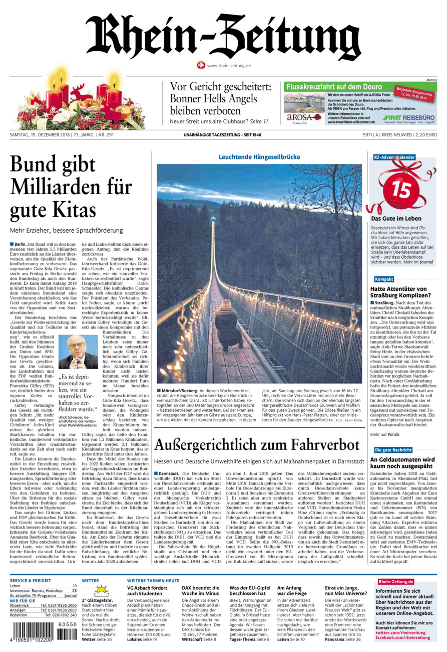 Rhein-Zeitung Kreis Neuwied vom Samstag, 15.12.2018