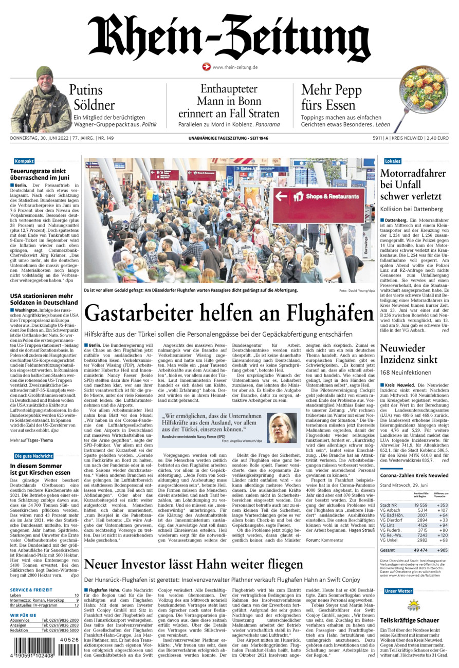 Rhein-Zeitung Kreis Neuwied vom Donnerstag, 30.06.2022