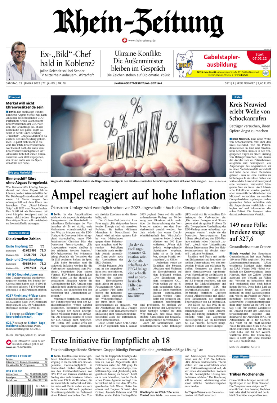 Rhein-Zeitung Kreis Neuwied vom Samstag, 22.01.2022
