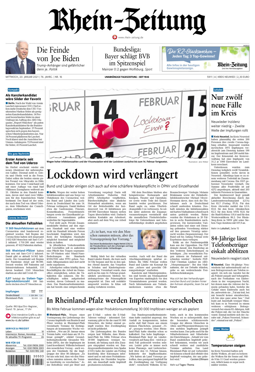 Rhein-Zeitung Kreis Neuwied vom Mittwoch, 20.01.2021