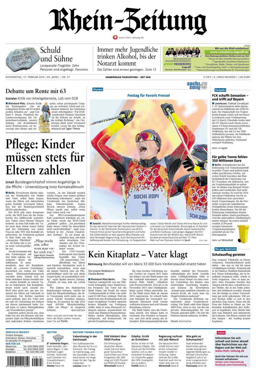 Rhein-Zeitung Kreis Neuwied vom Donnerstag, 13.02.2014