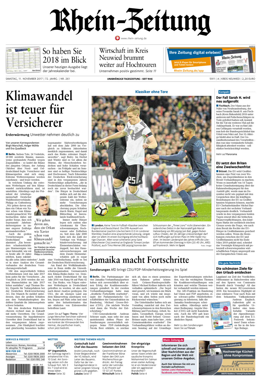 Rhein-Zeitung Kreis Neuwied vom Samstag, 11.11.2017