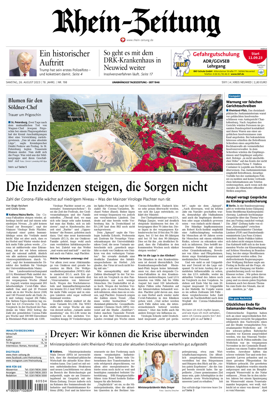 Rhein-Zeitung Kreis Neuwied vom Samstag, 26.08.2023