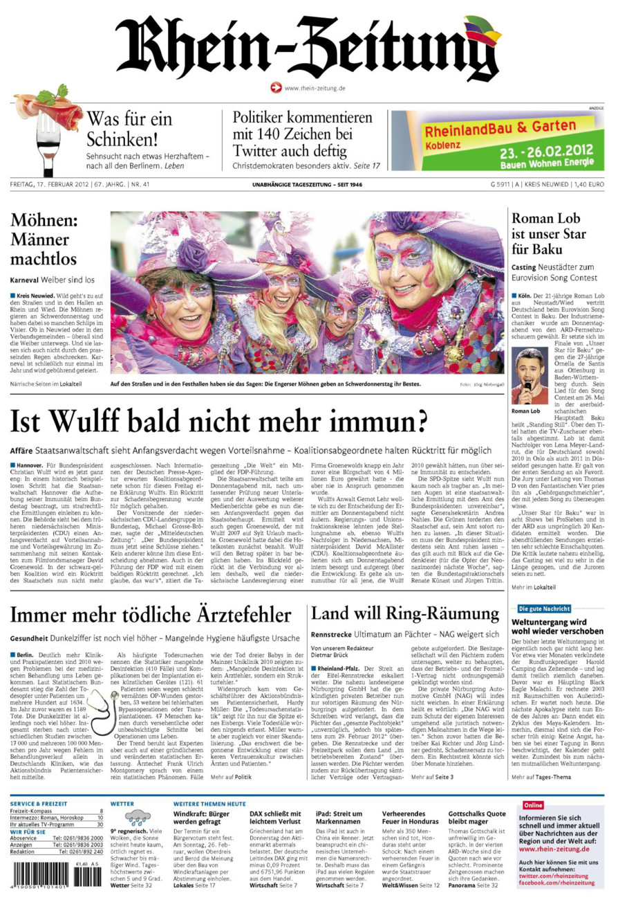 Rhein-Zeitung Kreis Neuwied vom Freitag, 17.02.2012