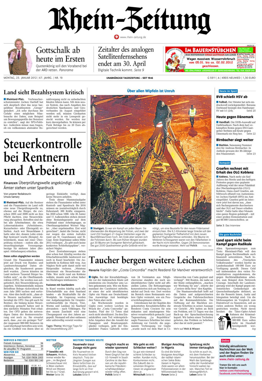 Rhein-Zeitung Kreis Neuwied vom Montag, 23.01.2012