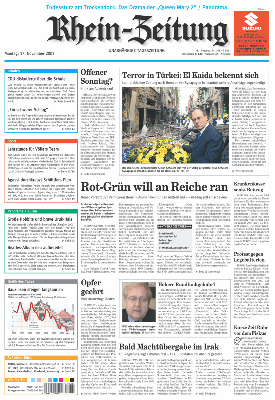 Rhein-Zeitung Kreis Neuwied vom Montag, 17.11.2003