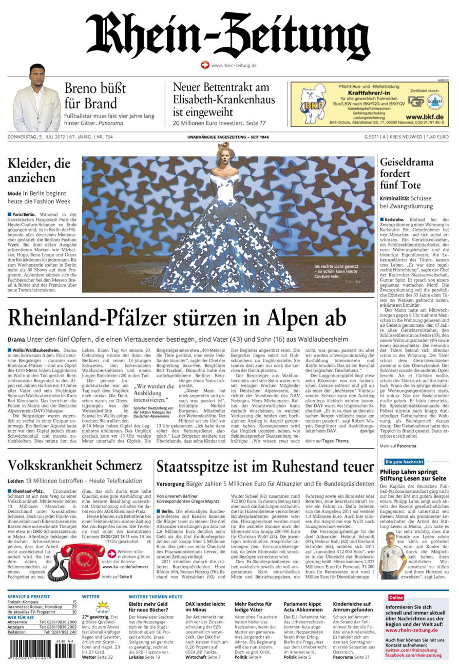 Rhein-Zeitung Kreis Neuwied vom Donnerstag, 05.07.2012