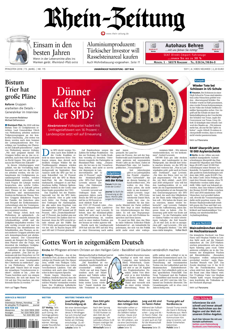 Rhein-Zeitung Kreis Neuwied vom Samstag, 19.05.2018