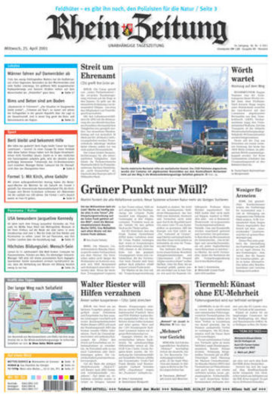 Rhein-Zeitung Kreis Neuwied vom Mittwoch, 25.04.2001
