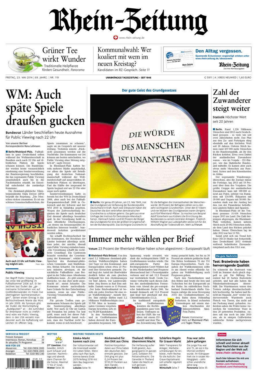 Rhein-Zeitung Kreis Neuwied vom Freitag, 23.05.2014