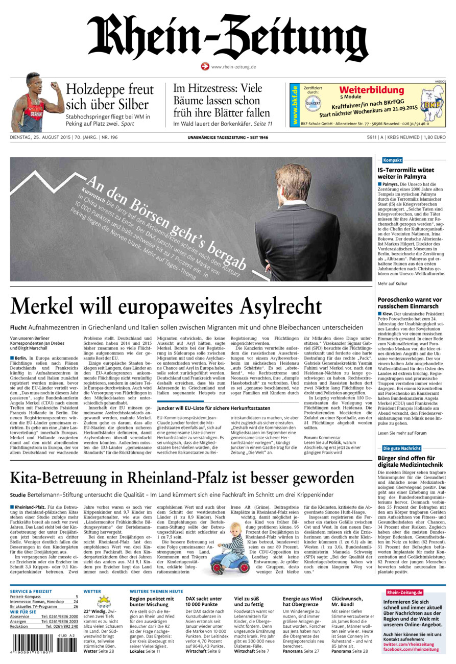 Rhein-Zeitung Kreis Neuwied vom Dienstag, 25.08.2015