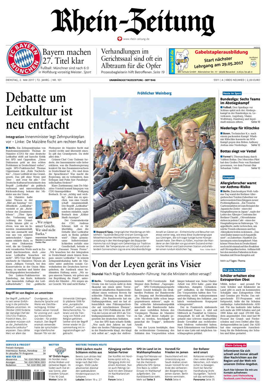 Rhein-Zeitung Kreis Neuwied vom Dienstag, 02.05.2017