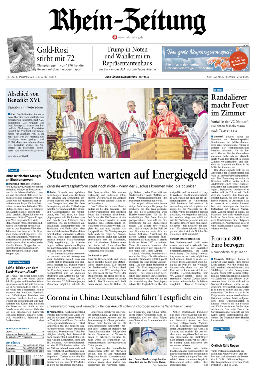 Rhein-Zeitung Kreis Neuwied vom Freitag, 06.01.2023