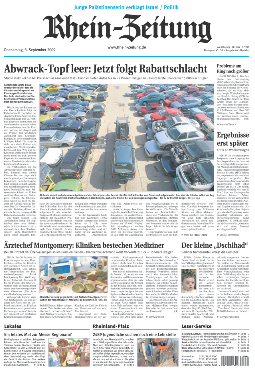 Rhein-Zeitung Kreis Neuwied vom Donnerstag, 03.09.2009