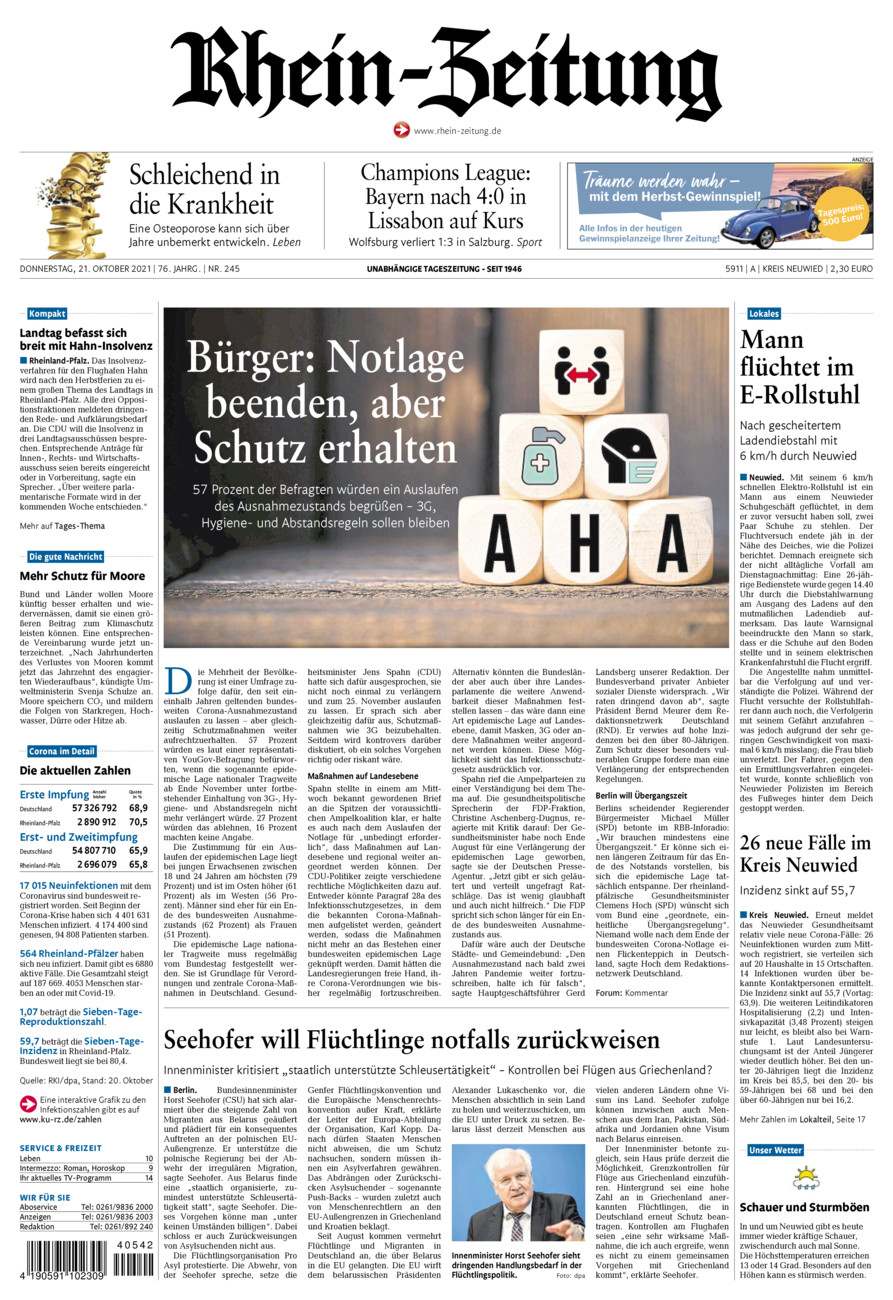 Rhein-Zeitung Kreis Neuwied vom Donnerstag, 21.10.2021