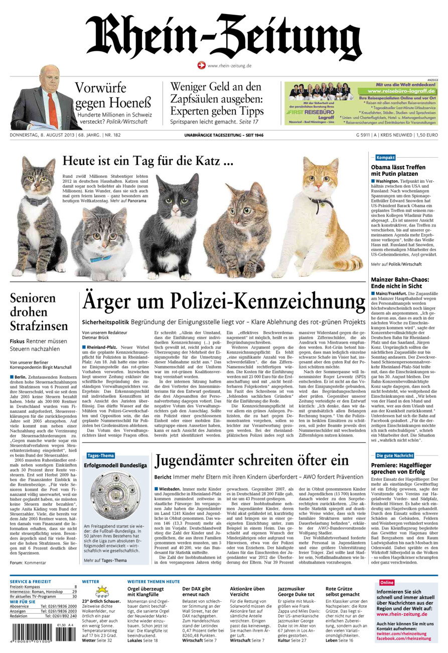 Rhein-Zeitung Kreis Neuwied vom Donnerstag, 08.08.2013