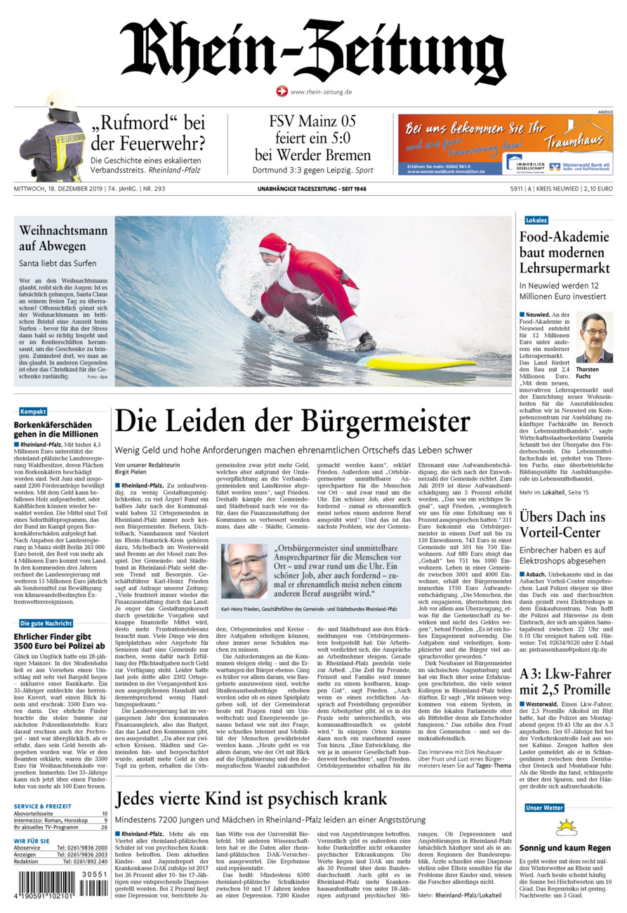 Rhein-Zeitung Kreis Neuwied vom Mittwoch, 18.12.2019