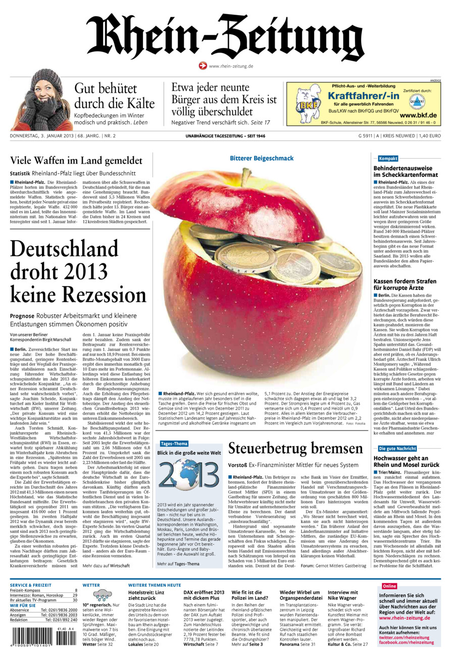 Rhein-Zeitung Kreis Neuwied vom Donnerstag, 03.01.2013