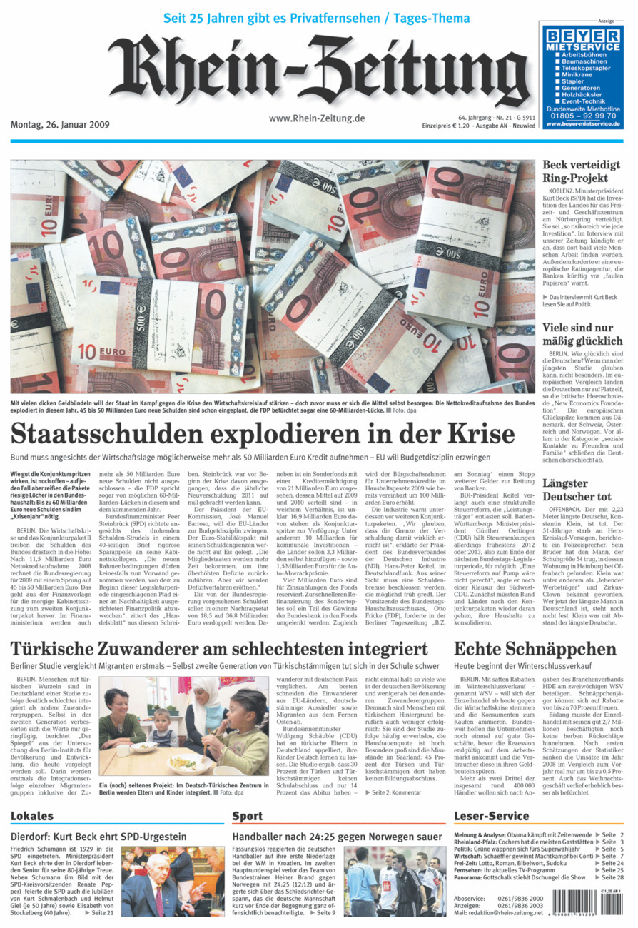 Rhein-Zeitung Kreis Neuwied vom Montag, 26.01.2009
